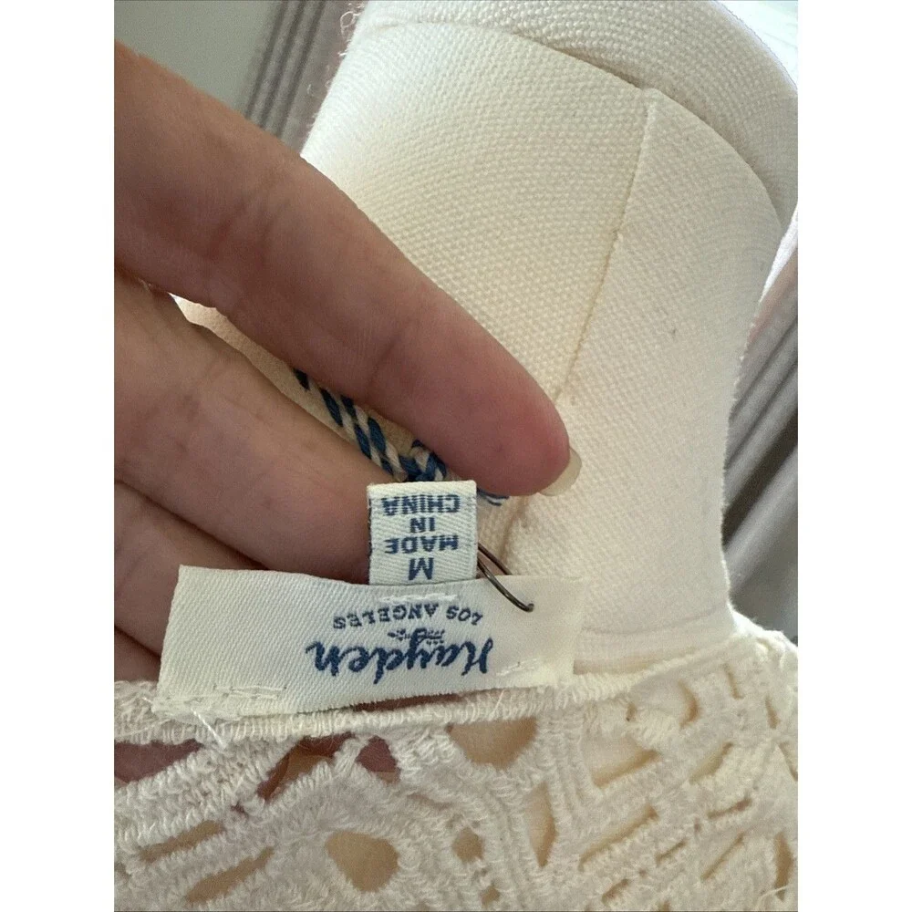 Hayden Los Angeles Sleveless Boho Ruffle Olive Green Hi Lo Top Med - Picture 7 of 10